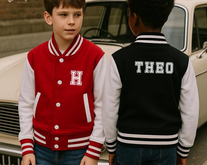 Personalised Name Children's Varsity Jacket Inicial Kids letterman Jacket