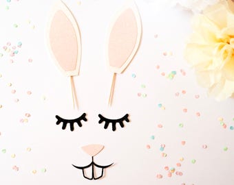 Easter Bunny Glitter Cake Topper Decor - Easter Sunday - Birthday - Baby Shower