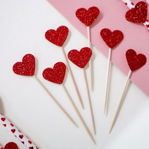 Heart Glitter Cup Cake Toppers - Birthday - New Years - Wedding - Baby Shower - valentines