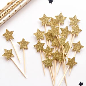 Star Glitter Cup Cake Topper - Geburtstag - Neujahr - Hochzeit - Babyparty