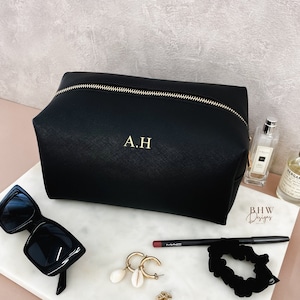 Personalised Large Initial Faux Leather Cosmetic Travel Beauty Accessory Bag Case