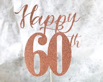 Happy Age - Glitter Cake Topper - Birthday - 60th - 70th - Custom - Personalised