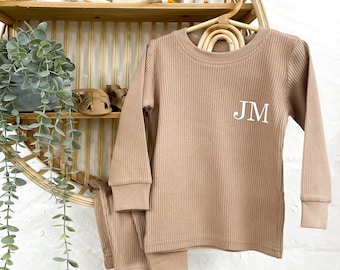 Personalised Initial Ribbed Children's Clothing Set Long sleeve top and Bottoms