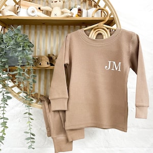 Personalised Initial Ribbed Children&#39;s Clothing Set Long sleeve top and Bottoms