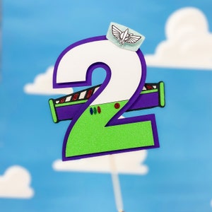 Numéro d’âge - Buzz Lightyear Style - Toy Story Theme - Glitter and card Cake Topper