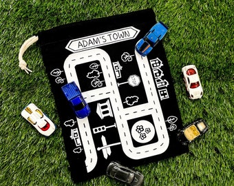 Personalised Town Map Toy Bag: Children's Travel Activity Bag Kids gift