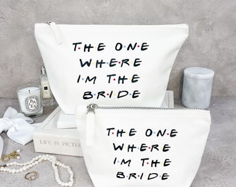 The One Where I'm the Bride White Organic Cotton Cosmetic Bag, Pouch, Clutch, Make Up Bag