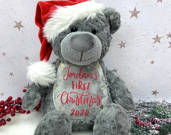 personalised first christmas teddy