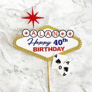 Las Vegas Sign Personalised Name and age Happy Birthday Cake topper - Welcome To Las Vegas