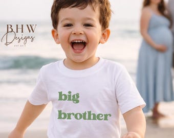 Big Brother White T-shirt Established in Baby Announcement White Top