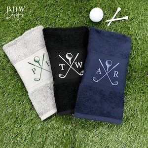 Personalised Name Golf Towel Gift for Men Golf Accessory Fathers day Gift Golf Gift Groomsman Gift image 1