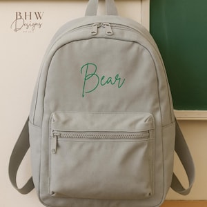 Personalised Name Junior Mini Backpack - Children's Backpack - Kid's School Bag Light Grey