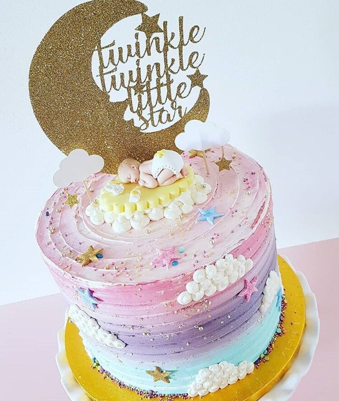 Moon Twinkle Twinkle Little Star Glitter Cake Topper - Baby Shower ...