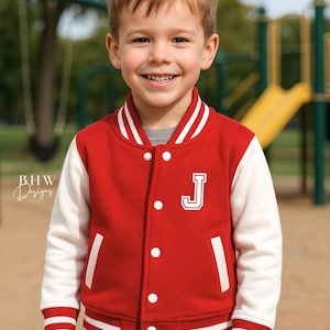 Personalised Name Children's Varsity Jacket Inicial Kids letterman Jacket image 9