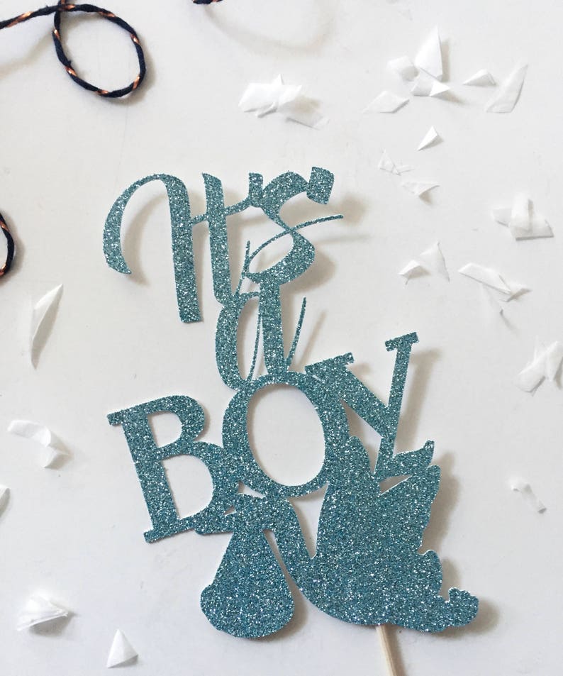 Its a Boy Stork Glitter Cake Topper Blue Baby Shower Etsy UK