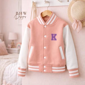 Personalised Name Children's Varsity Jacket Inicial Kids letterman Jacket image 13