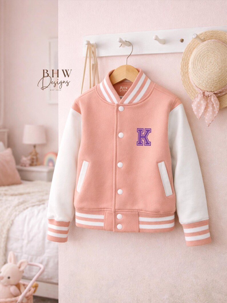 Personalised Name Children's Varsity Jacket Inicial Kids letterman Jacket image 13