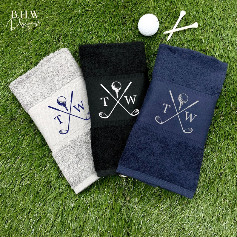 Personalised Name Golf Towel Gift for Men Golf Accessory Fathers day Gift Golf Gift Groomsman Gift image 6