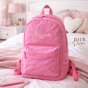 Personalised Name Junior Mini Backpack - Children's Backpack - Kid's School Bag Candy Pink