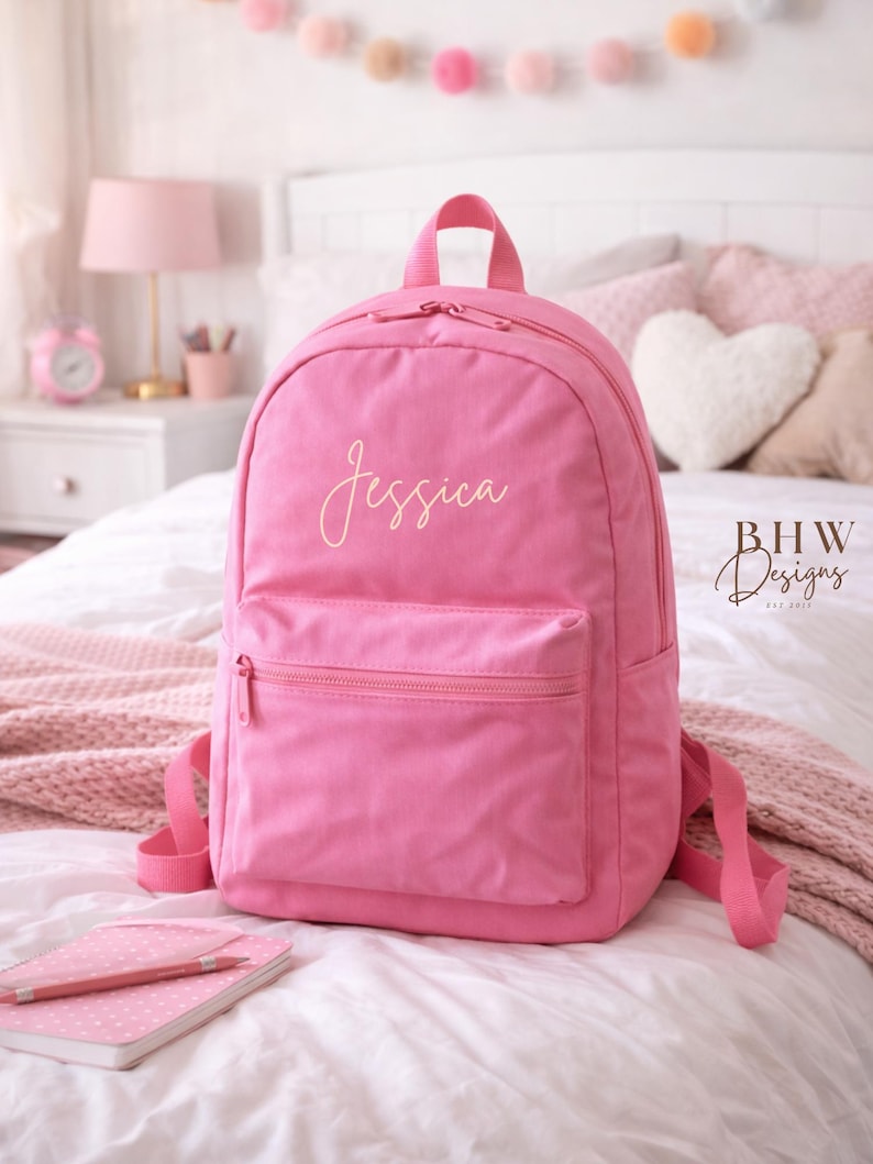 Personalised Name Junior Mini Backpack - Children's Backpack - Kid's School Bag Candy Pink