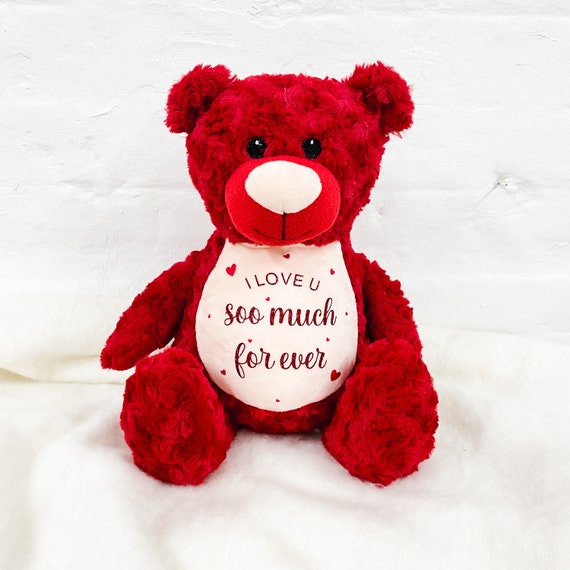 Orsacchiotto rosso personalizzato per San Valentino, rosso e rosa Rosso  glitterato, regalo di peluche -  Italia
