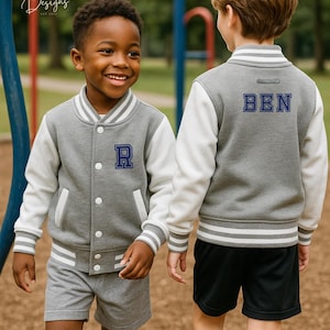 Personalised Name Children's Varsity Jacket Inicial Kids letterman Jacket image 4