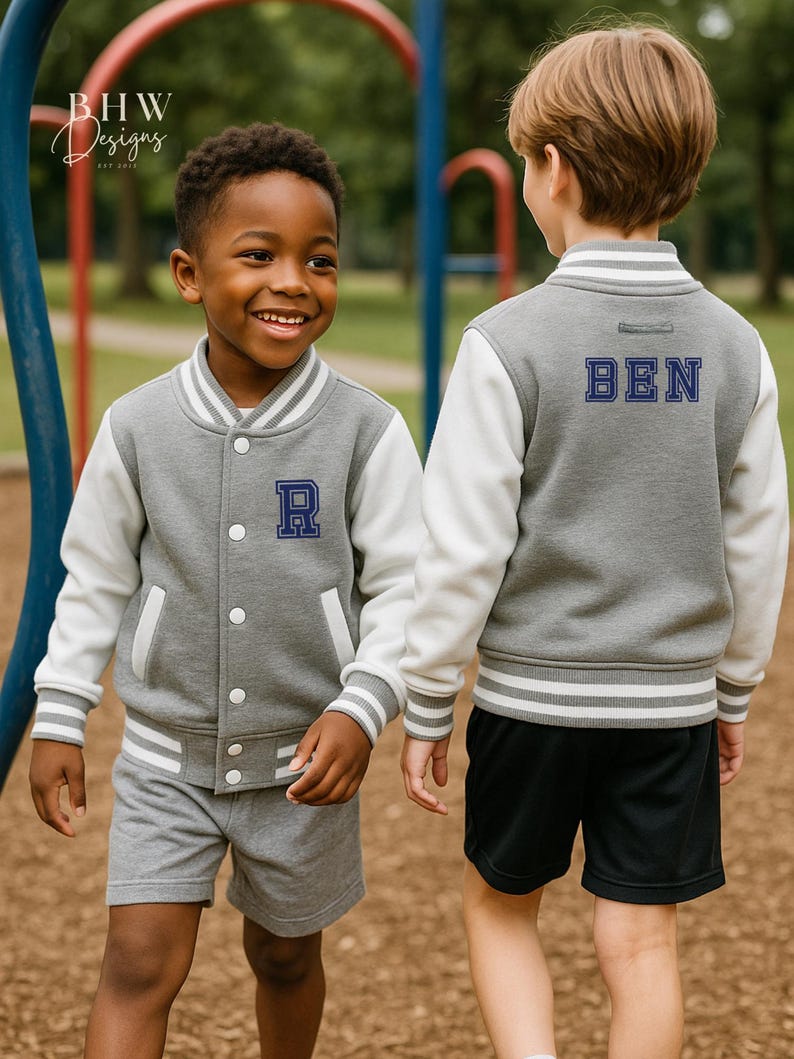 Personalised Name Children's Varsity Jacket Inicial Kids letterman Jacket image 4