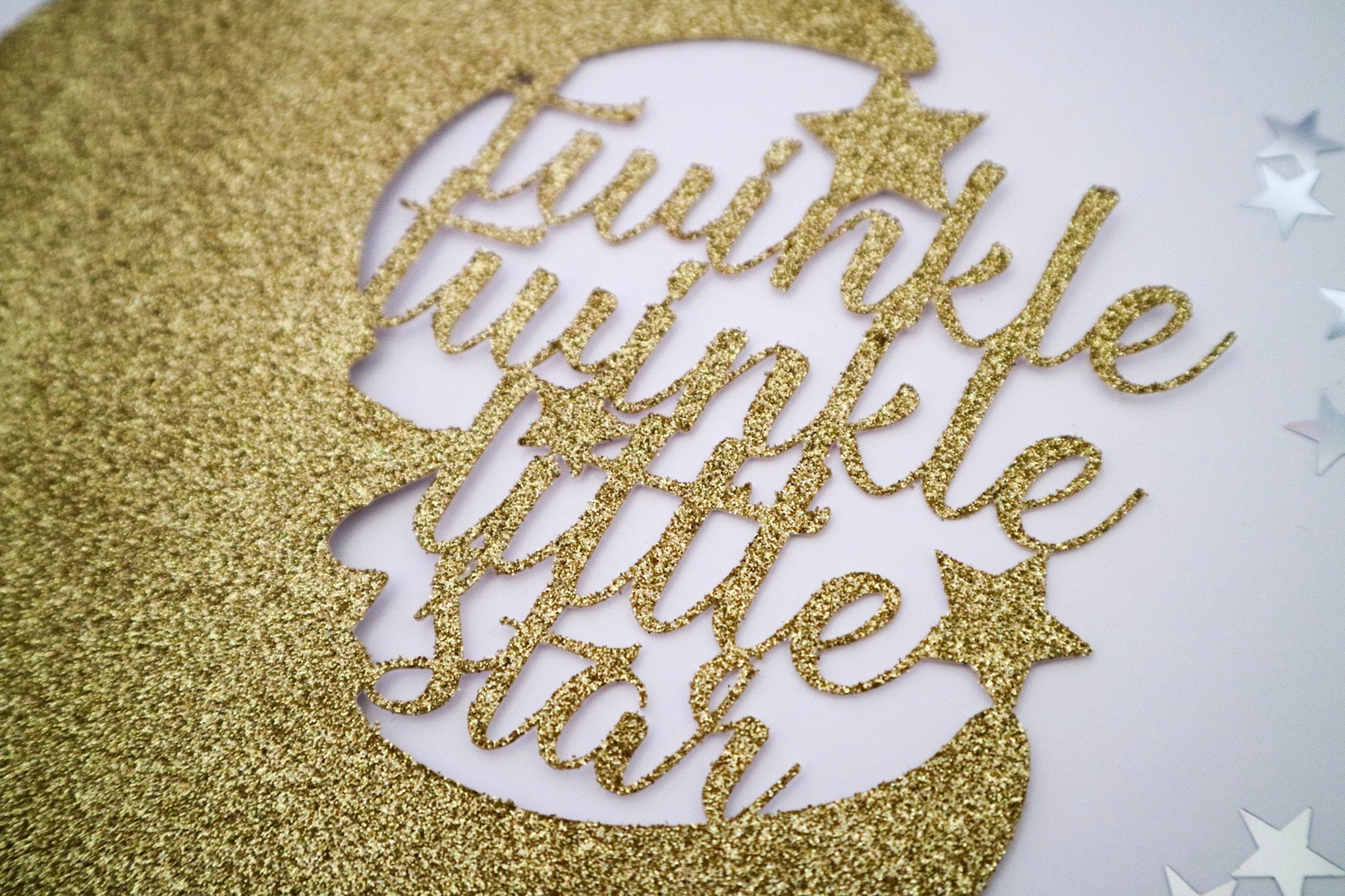 Moon Twinkle Twinkle Little Star Glitter Cake Topper - Baby Shower ...