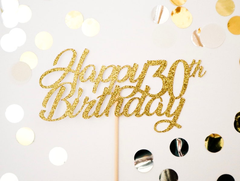 Happy 30th Birthday Glitter Cake Topper Thirty Birthday