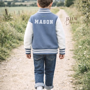 Personalised Name Children's Varsity Jacket Inicial Kids letterman Jacket image 12