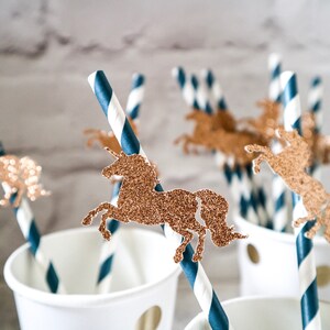 10 Glitter Unicorn Stripe Paper Straws Unicorn Party Birthday Celebration image 8