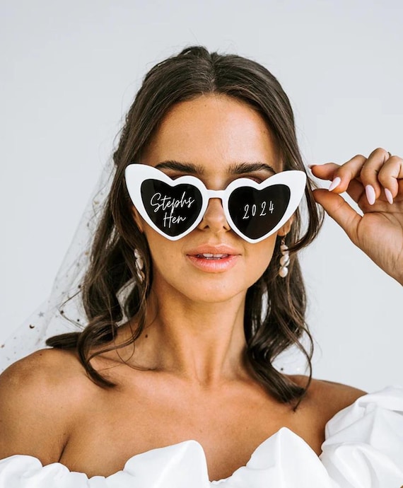 White heart custom sunglasses cute anniversary cocktail wedding party event Chic White heart custom sunglasses cute anniversary cocktail  main image 2