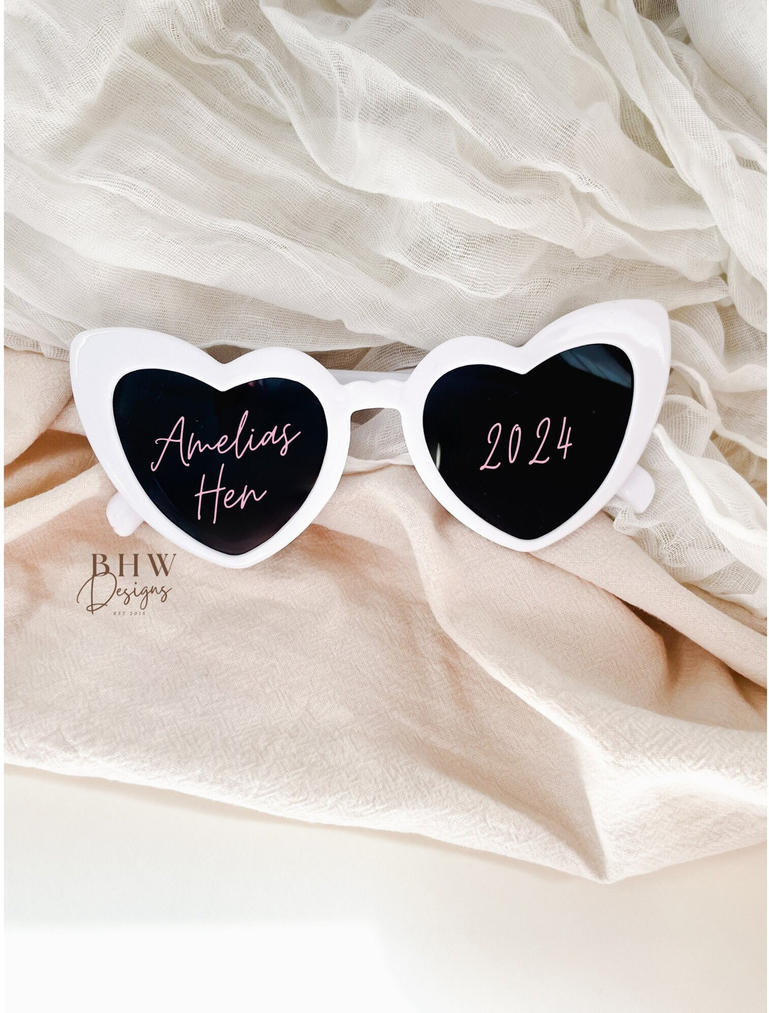 Personalised Hen Party White Heart Sunglasses: Wedding  display picture 2