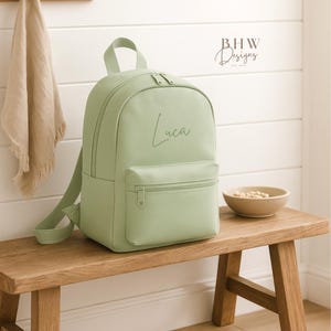 Personalised Name Junior Mini Backpack - Children's Backpack - Kid's School Bag Pistachio
