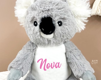 Peluche de koala en miniatura con nombre personalizado, color gris