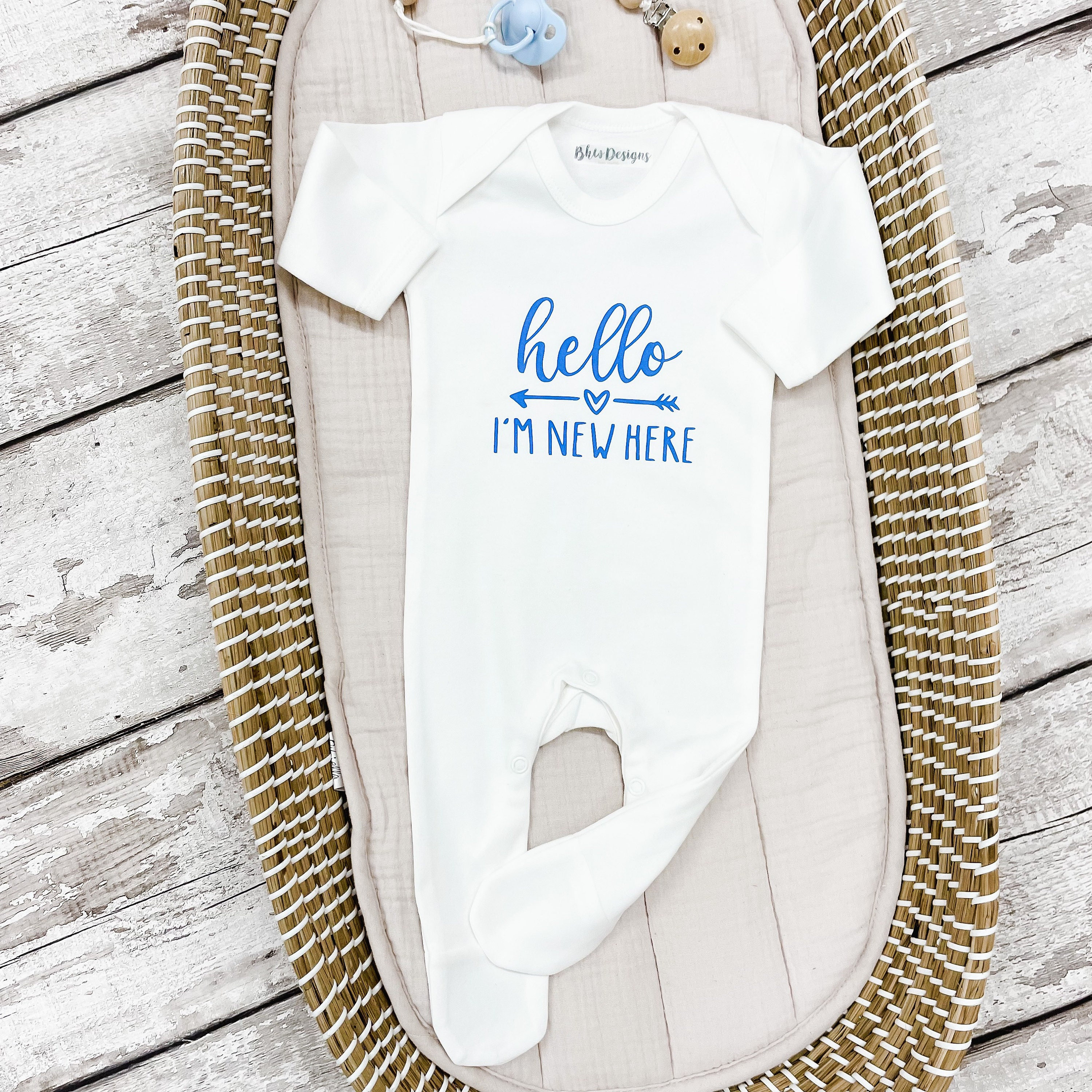 葉日月様・ハローベイビー小物入れ Hello Im New Here Baby Vest/romper/bodysuit - Long/short