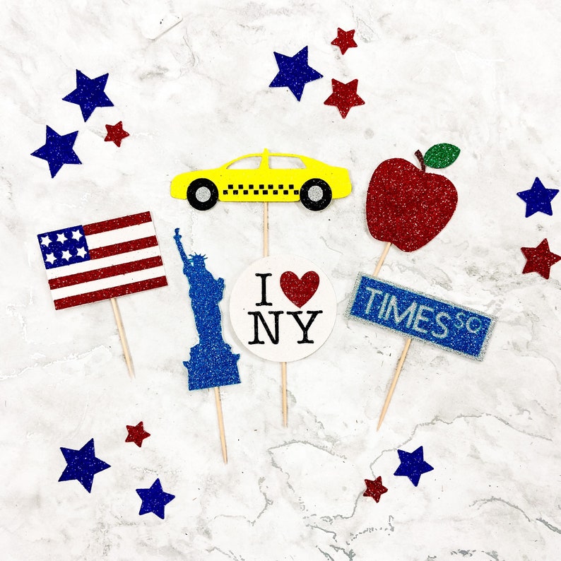 6 New York City Cupcake Toppers American Flag Statue of Etsy UK