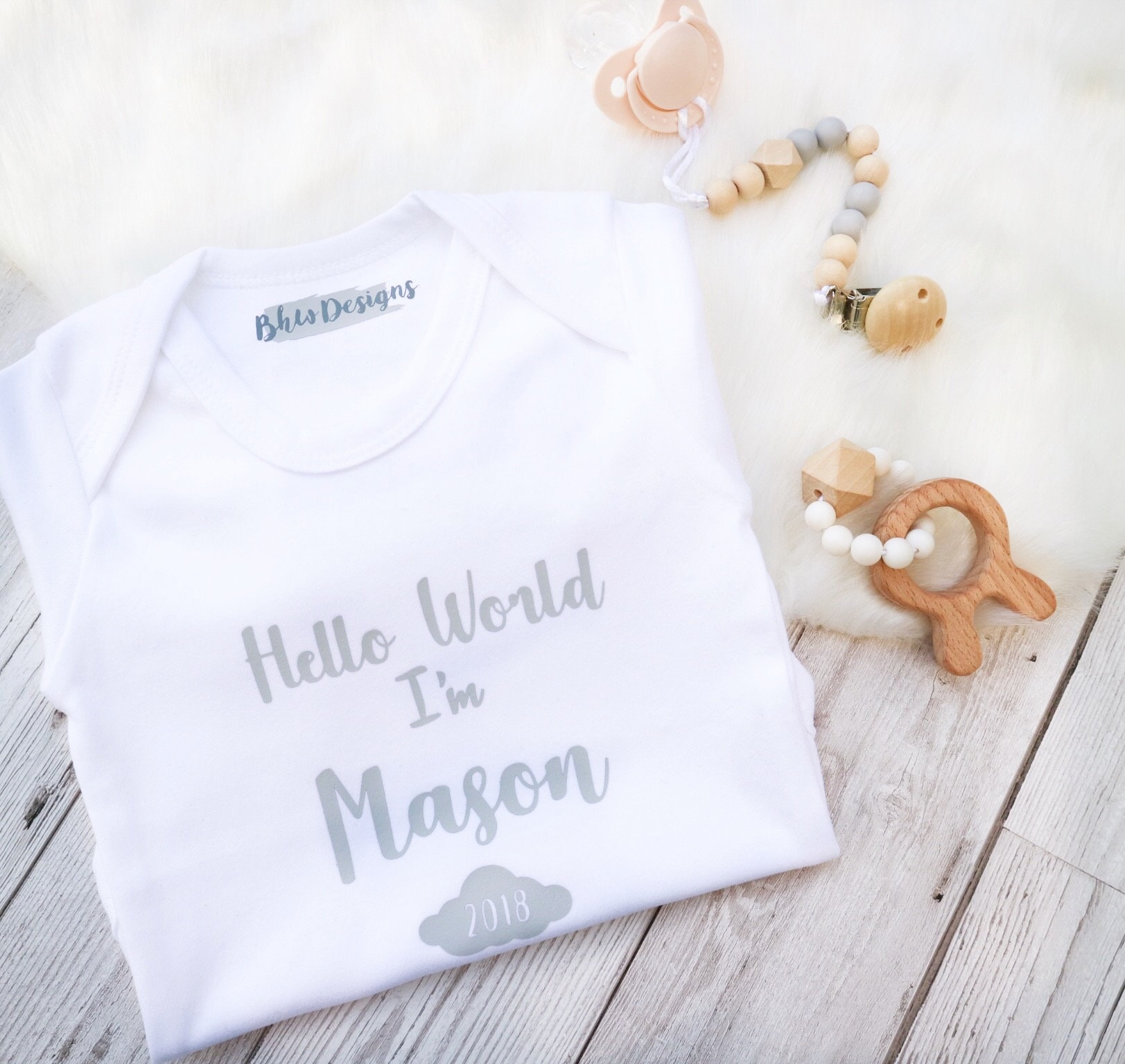 Hola mundo Personalizado Bebé Chaleco y Sombrero conjunto regalos de bebé Baby Shower Nacimiento 
