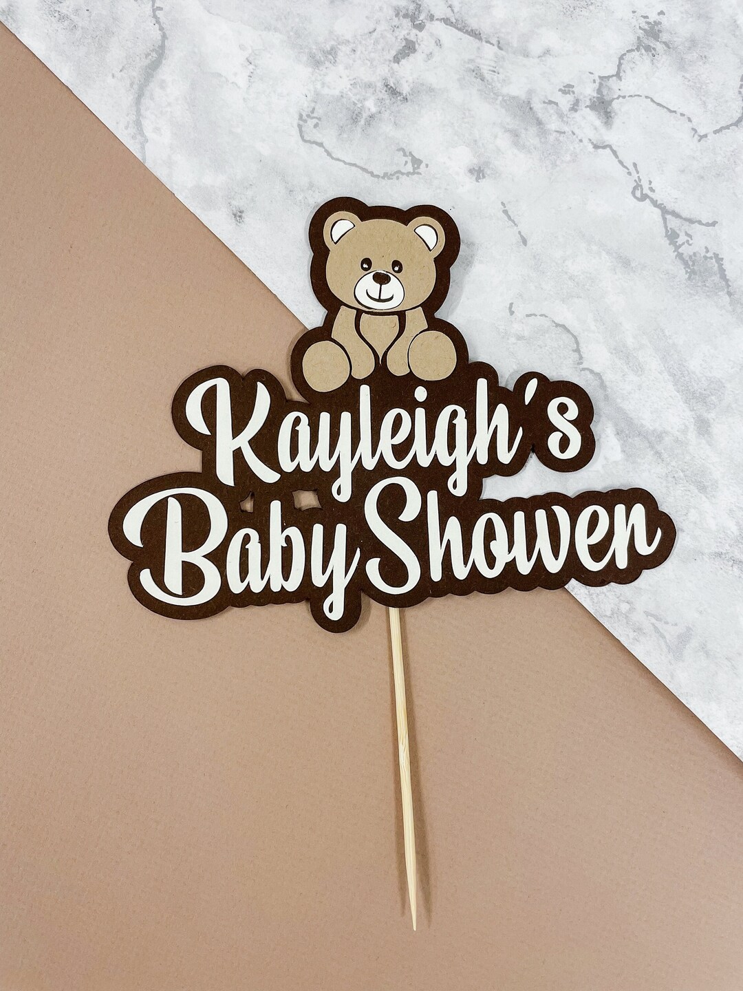 Personalised Name Baby Shower Teddy Bear Cake Topper - Etsy
