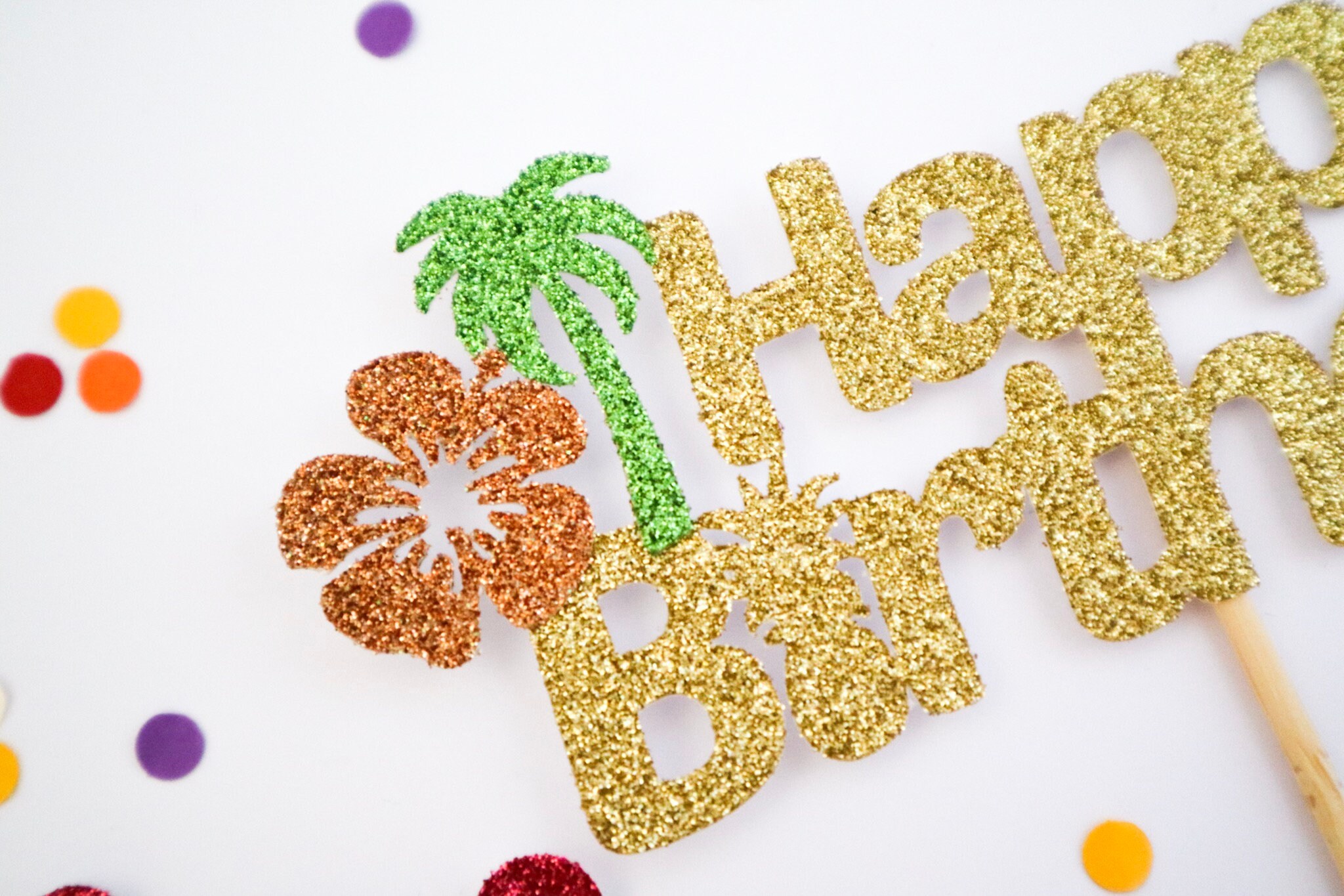 Gyufise Happy Birthday Cake Topper – Tropisch Mit Produktbild-Vorschau 5