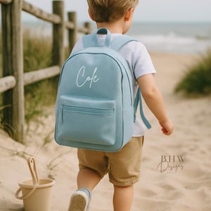 Personalised Name Junior Mini Backpack - Children's Backpack - Kid's School Bag Powder Blue