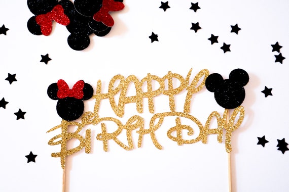 Mickey And Minnie Mouse Happy Birthday Disney Inspired Glitter Etsy 日本