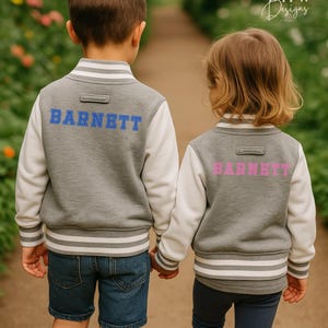 Personalised Name Children's Varsity Jacket Inicial Kids letterman Jacket image 10