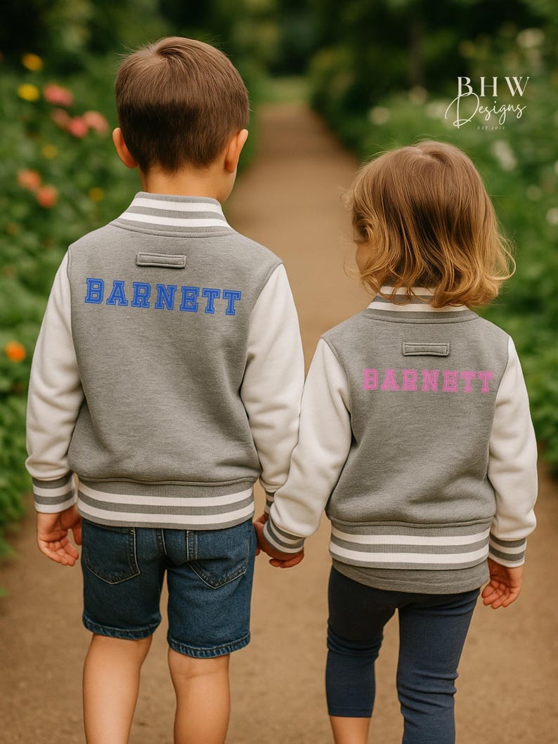 Personalised Name Children's Varsity Jacket Inicial Kids letterman Jacket image 10