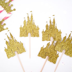 Glitter Castle Cupcake Toppers: Princess Party Decorations
