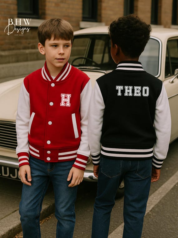 Personalised Name Children's Varsity Jacket Inicial Kids letterman Jacket