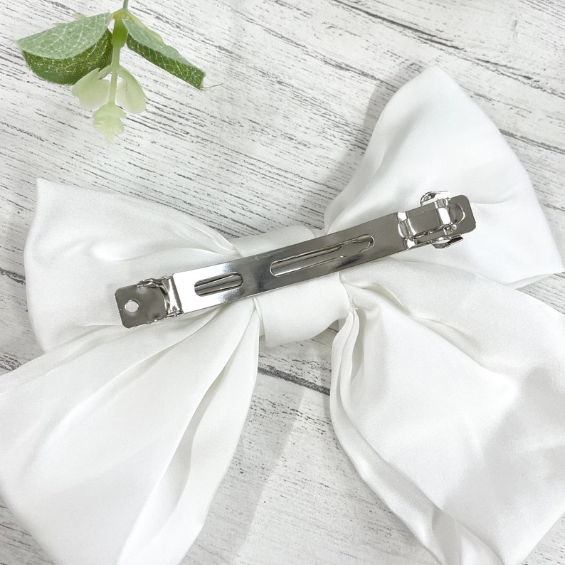 Personalised Bride White Satin Hair Bow Bride to Be Future Mrs Soon to be Mrs Hen Party Veil image 8