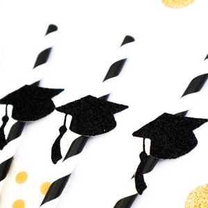 10 pajitas de papel con purpurina para birrete de graduación - Graduación - Clase de 2026 - Celebración