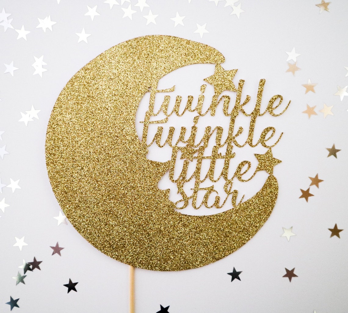 Moon Twinkle Twinkle Little Star Glitter Cake Topper - Baby Shower ...
