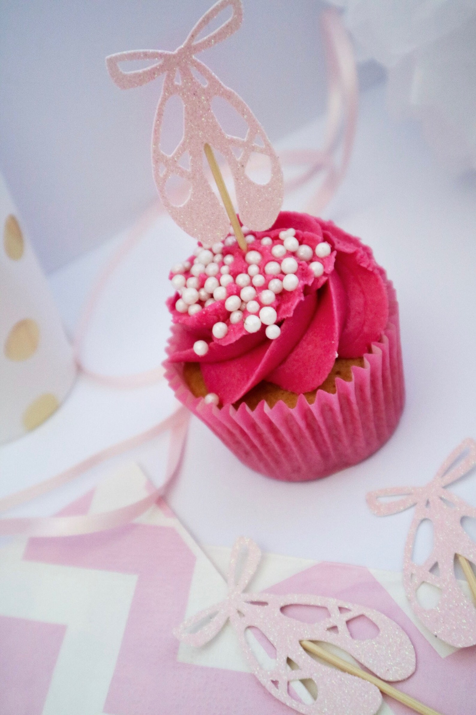 ballet shoe glitter cupcake topper - ballerina - birthday - celebration - ballet party ballet shoe glitter cupcake topper - ballerina - birthday - celebration - ballet party